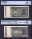 Rare-Consecutive-One-Hundred-Rupees-Gandhi-Notes-of-1969-Signed-by-L.K.-Jha.