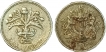 Set of Two Nickel-Brass One Pound Coins of Different Year of United Kingdom.