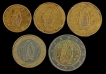 -Set-of-Five-Different-Copper-Nickel-Euro-Coins-of-Different-Year-of-Ireland.