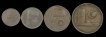 Copper-Nickel Set of Four Sen Coins of Malaysia.