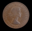 Queen-Elizabeth's first-Portrait--Bronze-One-Penny-fourth-design-1963-Coin-of-UK