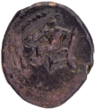 Copper Kasu Coin of Thanjavur Nayakas with the deity Rajagopalaswamy standing.