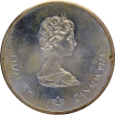 A-Silver-Ten-Dollar-coin-bearing-the-image-of-Queen-Elizabeth-II,-commemorating-the-1976-Montreal-Olympics,-was-issued-in-1976,